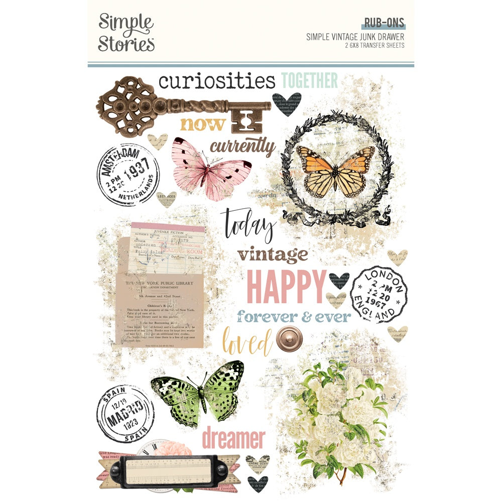 Simple Stories Rub Ons - Simple Vintage Junk Drawer