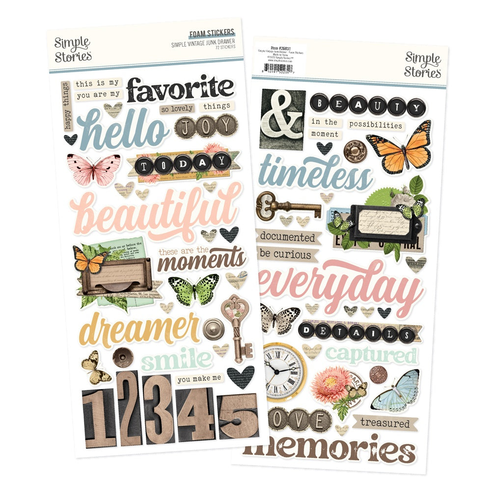 Simple Stories Foam Stickers - Simple Vintage Junk Drawer