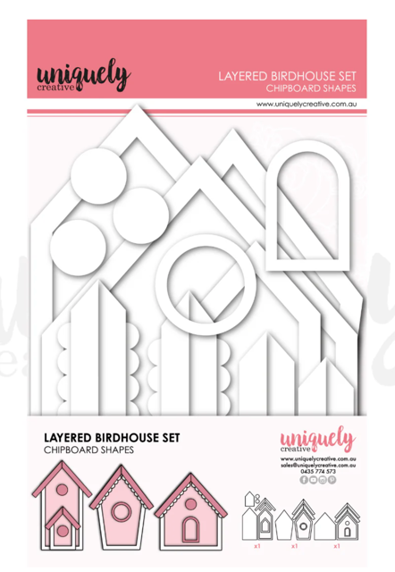 Uniquely Creative Layered Birdhouse Set-Chipboard Shapes