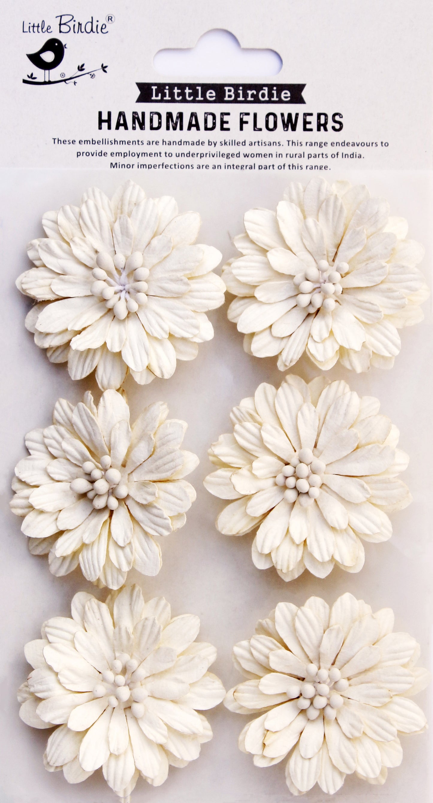 Little Birdie Handmade Paper Blossoms-Astra Ivory Pearl
