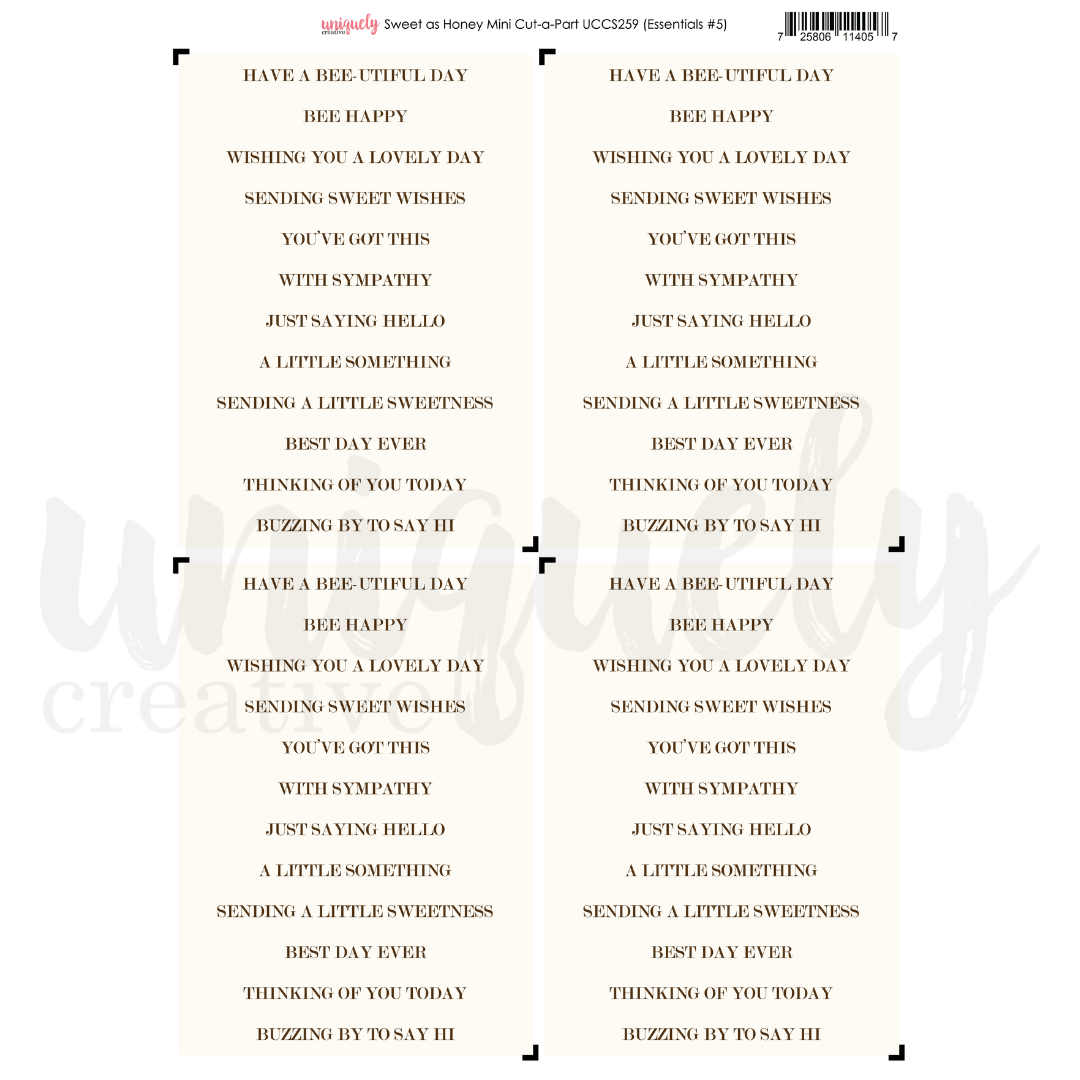 Uniquely Creative Sweet as Honey mini Cut-a-part